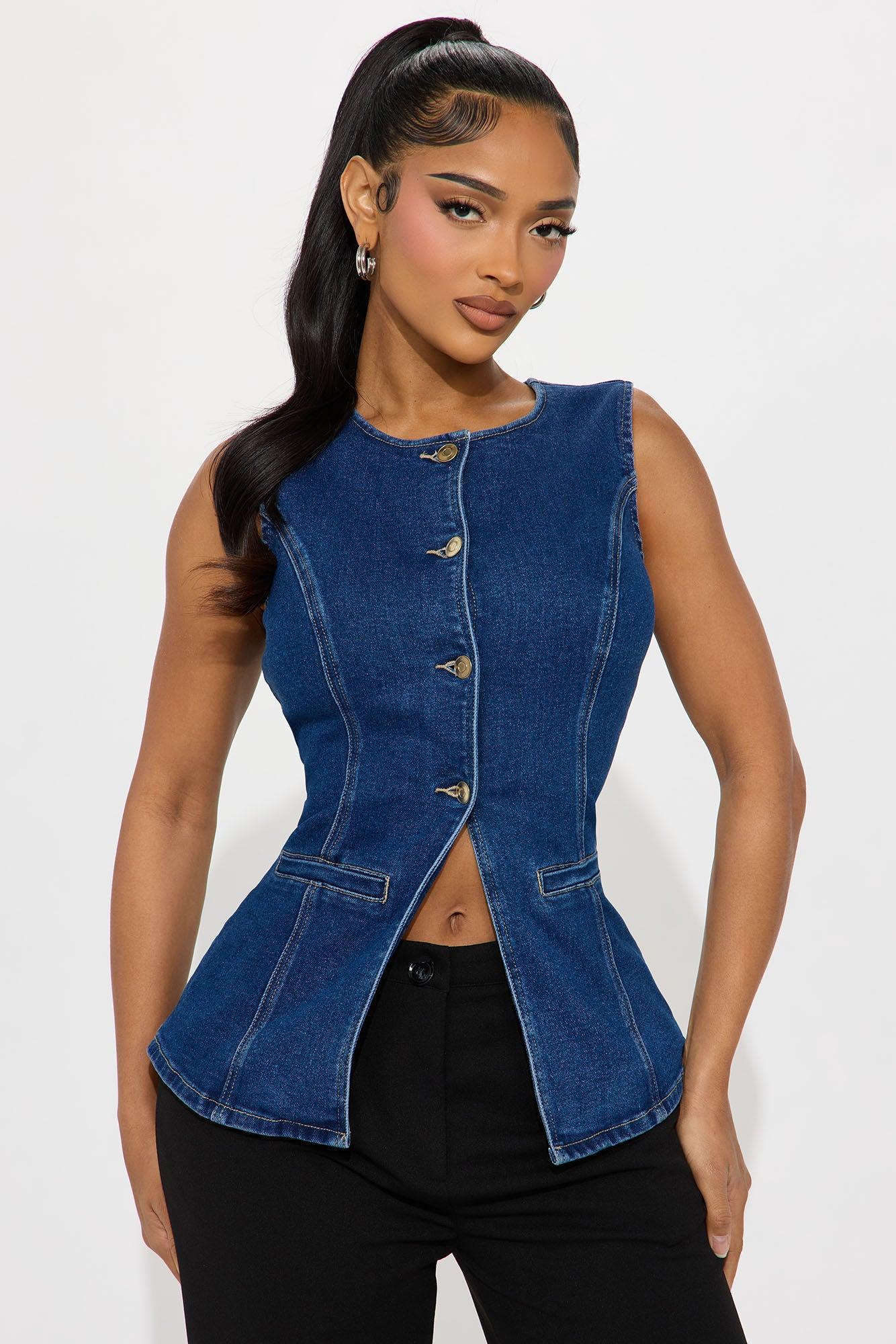Caught In A Moment Denim Vest - Dark Wash Product Image