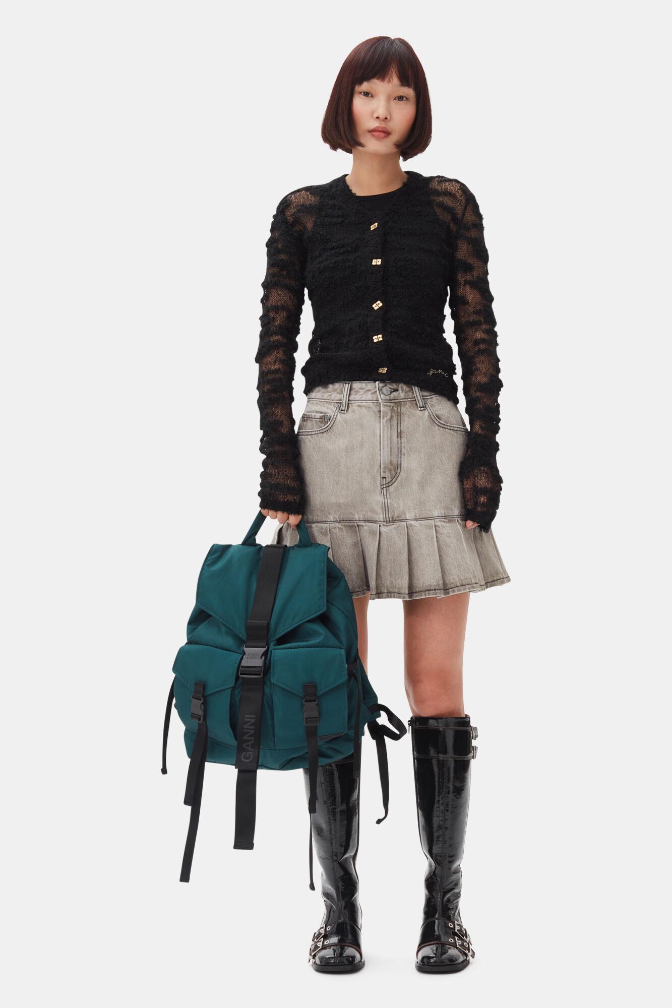 Black Alpaca Mohair Boucle Cardigan Product Image