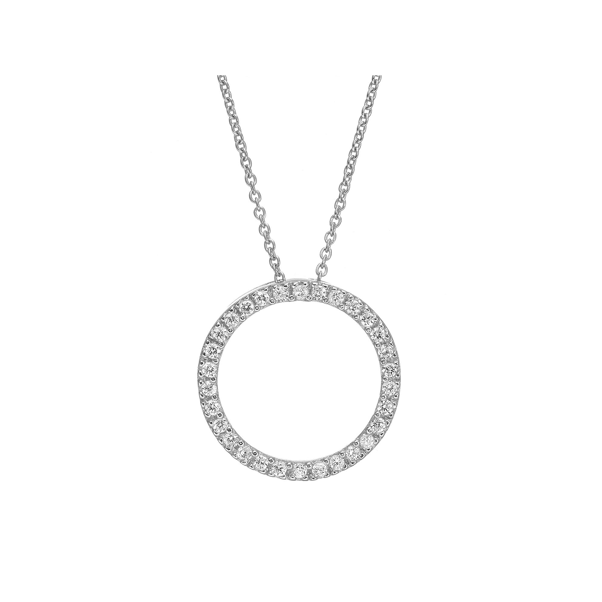 Sophie Miller Cubic Zirconia Sterling Silver Open Circle Pendant Necklace, Women's, Size: 18", White Product Image