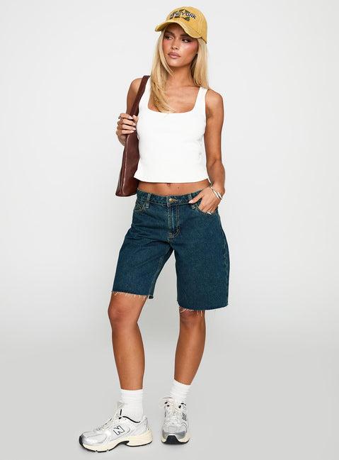 Cult Classic Longline Denim Shorts Vintage Wash Product Image