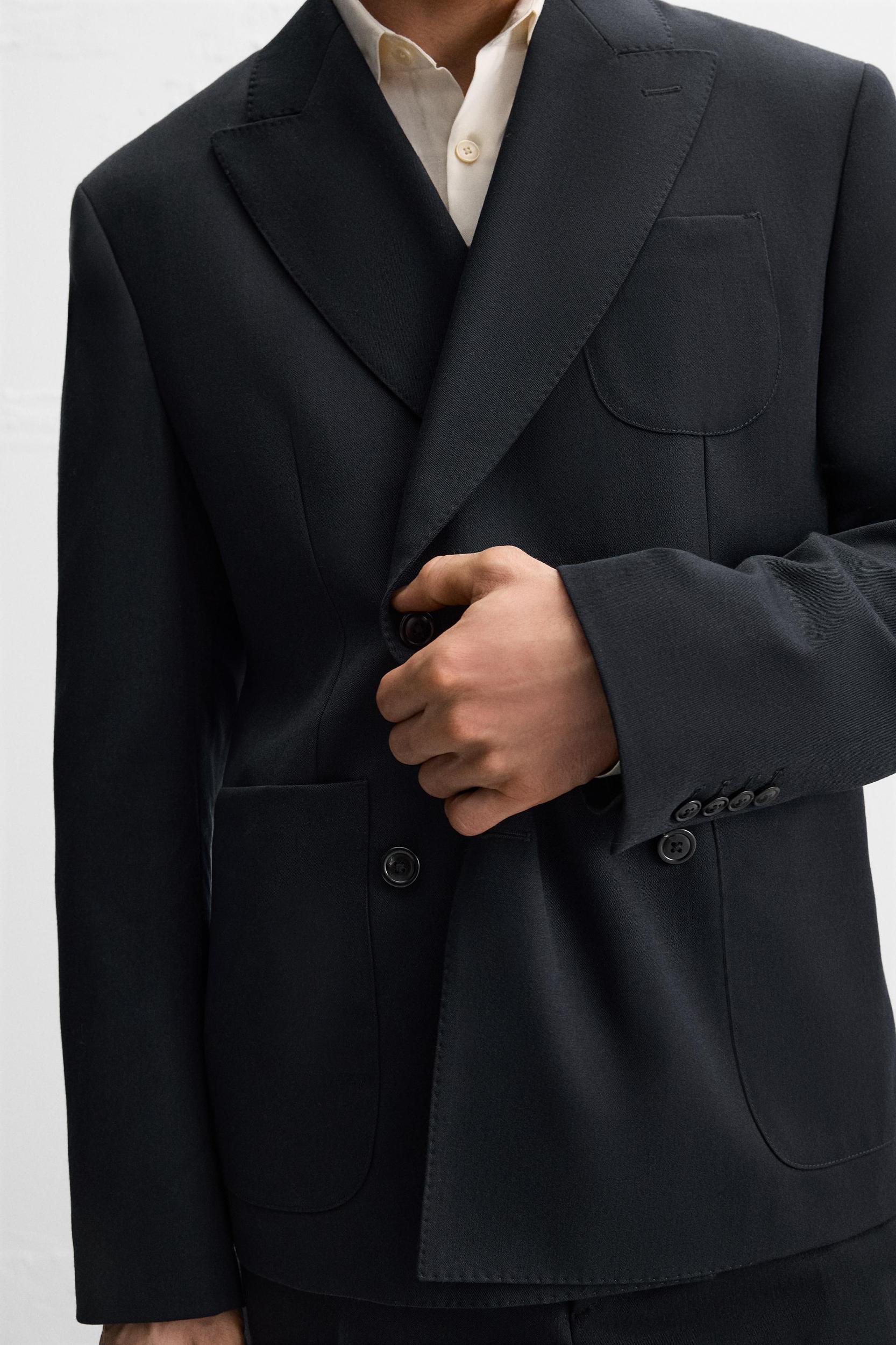 100% WOOL DOUBLE-BREASTED SUIT JACKET Product Image