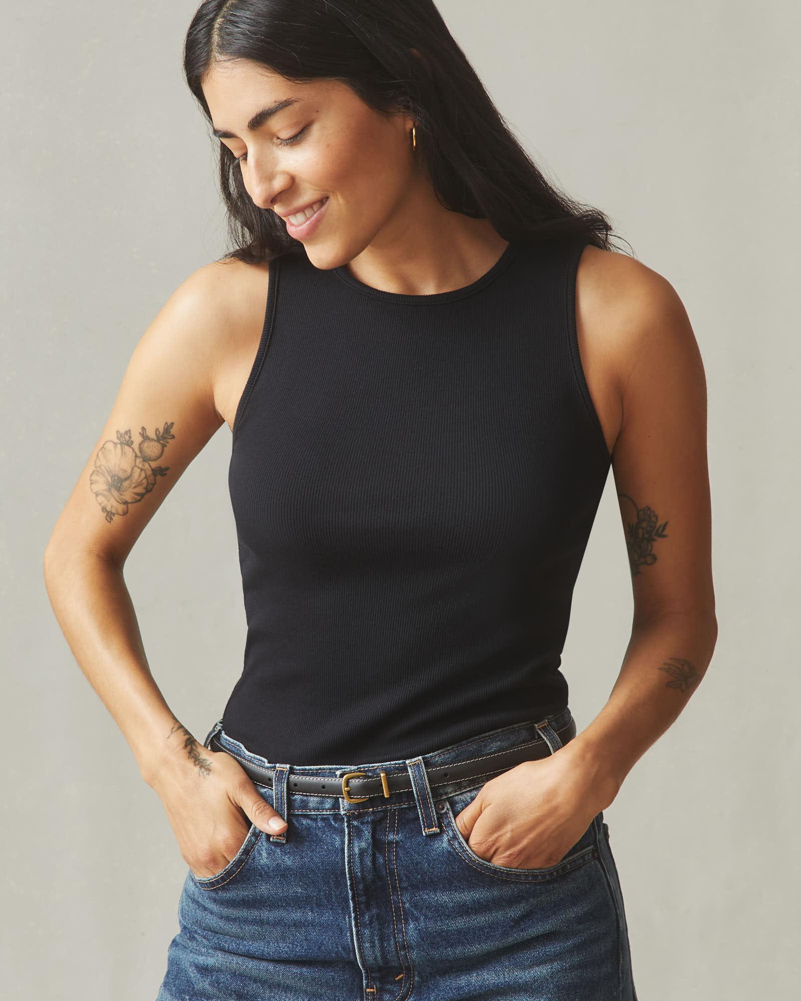 Women's Luxe Rib Tank - Black Product Image