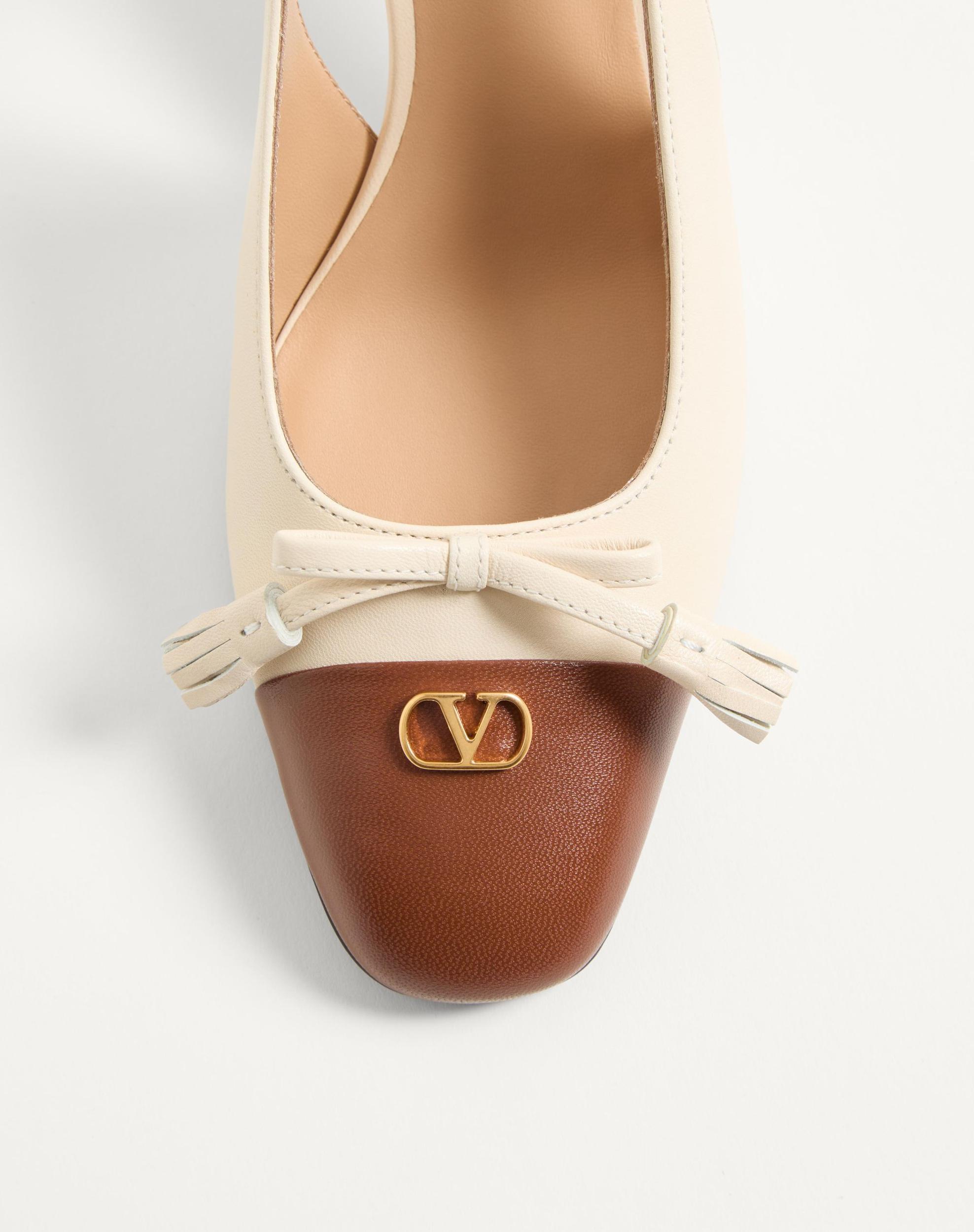 VALENTINO GARAVANI Leather Vlogo Signature Pumps With Slingback Strap In Neutral Product Image