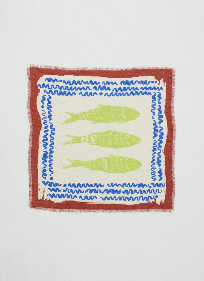 Market Fish Linen Bandana | Poppy Product Image