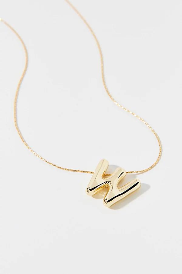 14k Gold Plated Bubble Initial Charm Necklace, Womens at Urban Outfitters Product Image