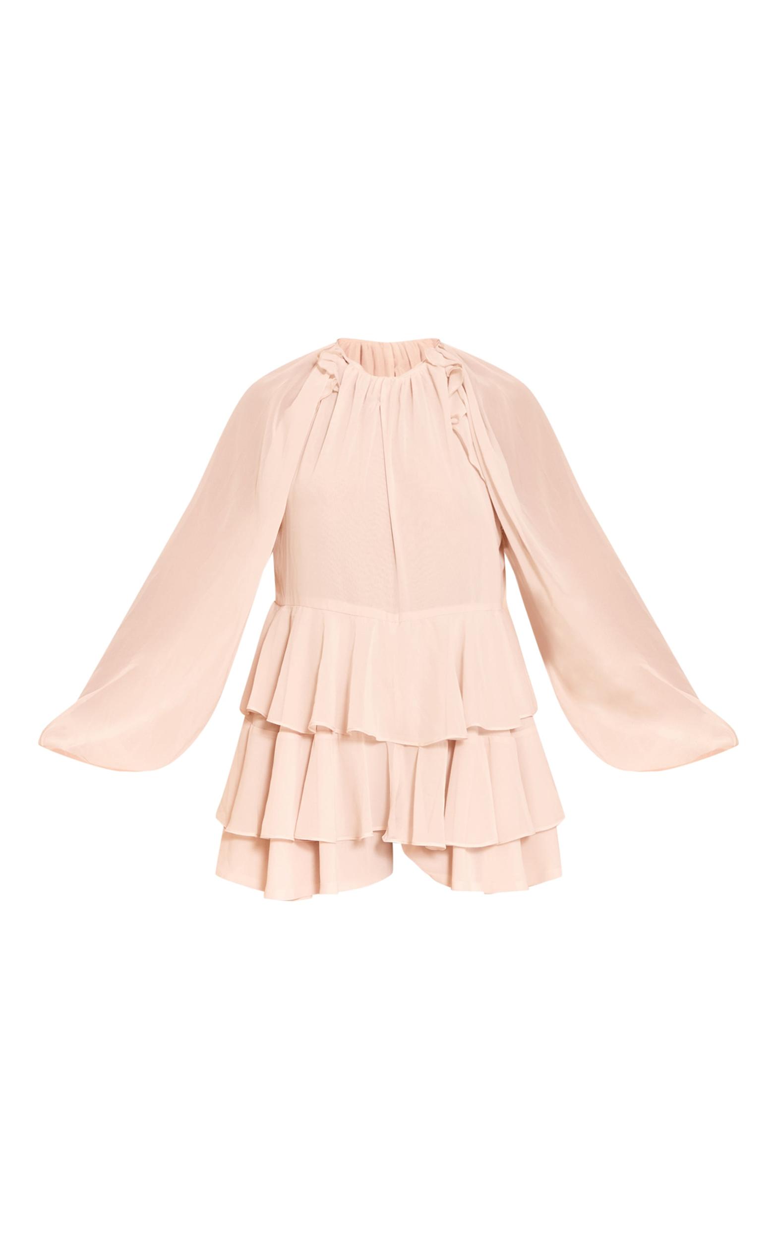 Cream Chiffon Frill Detail Shift Romper Product Image