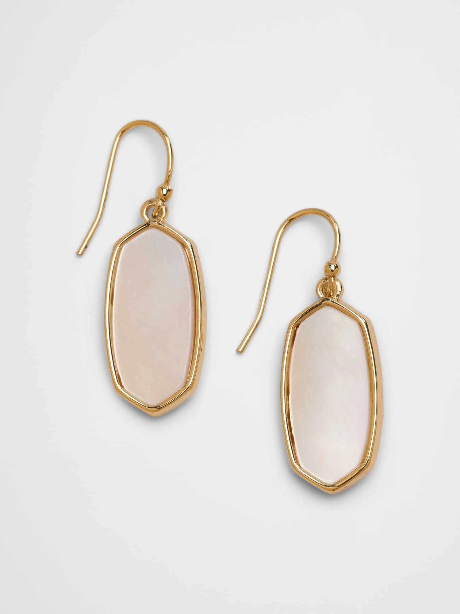 Mother of Pearl Hexagon Drop Earrings Product Image