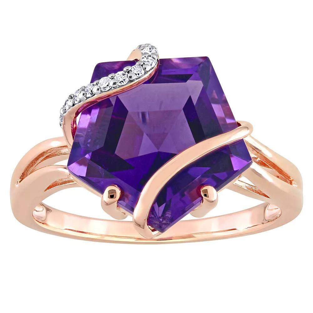 Stella Grace 18k Rose Gold Over Silver Amethyst & Diamond Accent Wrapped Ring, Women's, Size: 6, Pink Tone Product Image
