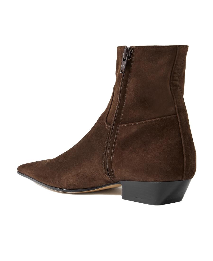 KHAITE Marfa Suede Western Ankle Boots In Brown Product Image