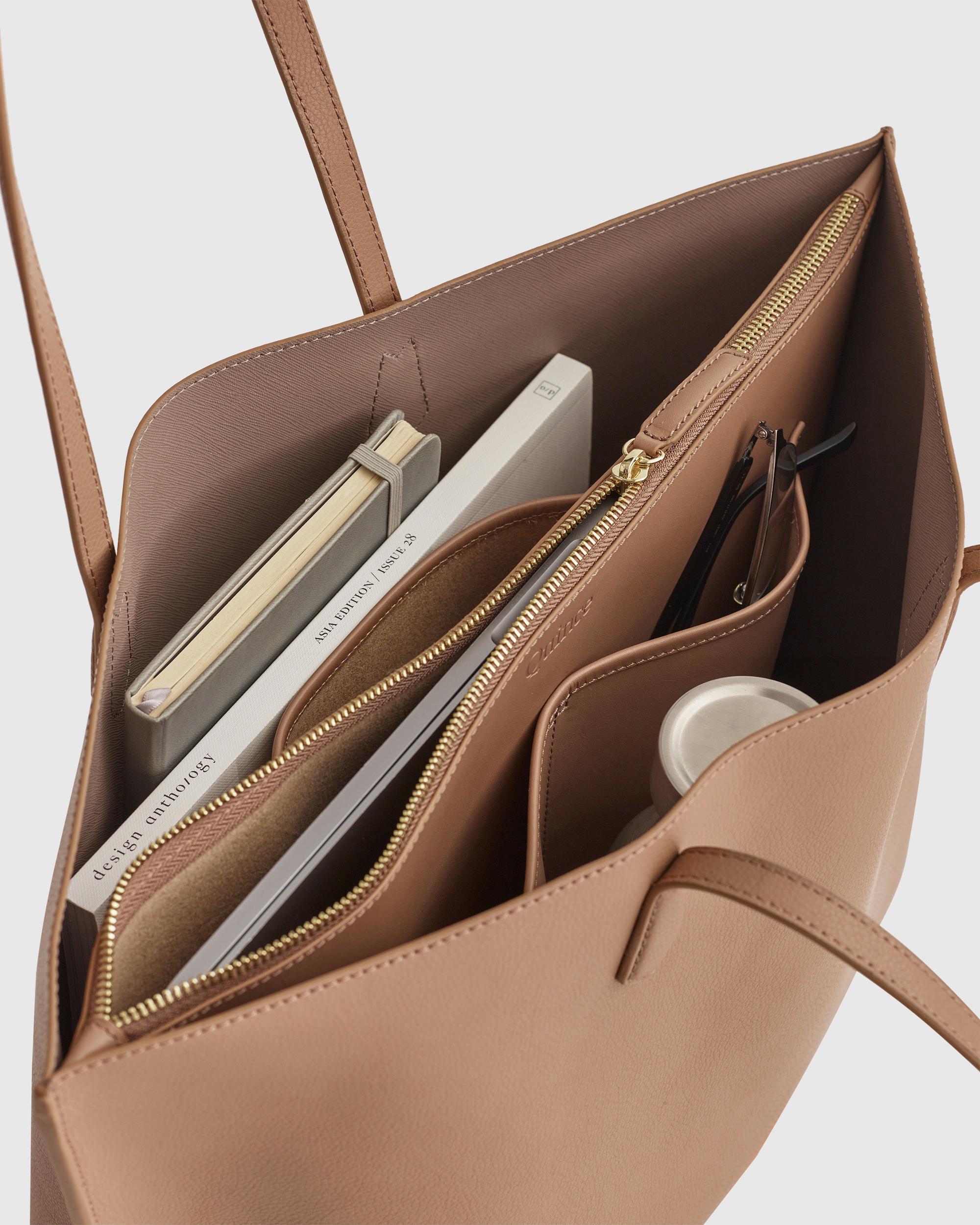 Quince | Women's Italian Leather Triple Compartment Shopper Tote Product Image