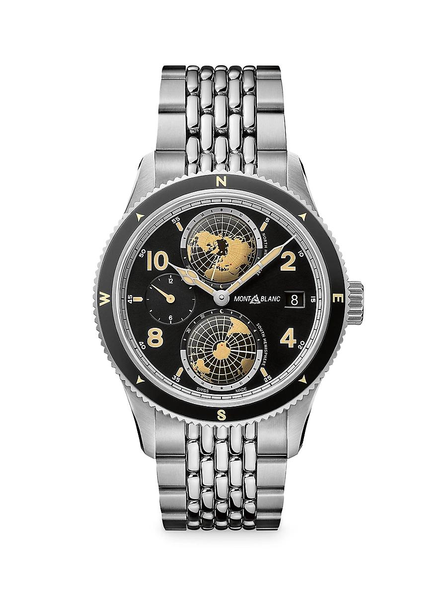 Mens Montblanc 1858 Geosphere Stainless Steel Bracelet Watch Product Image