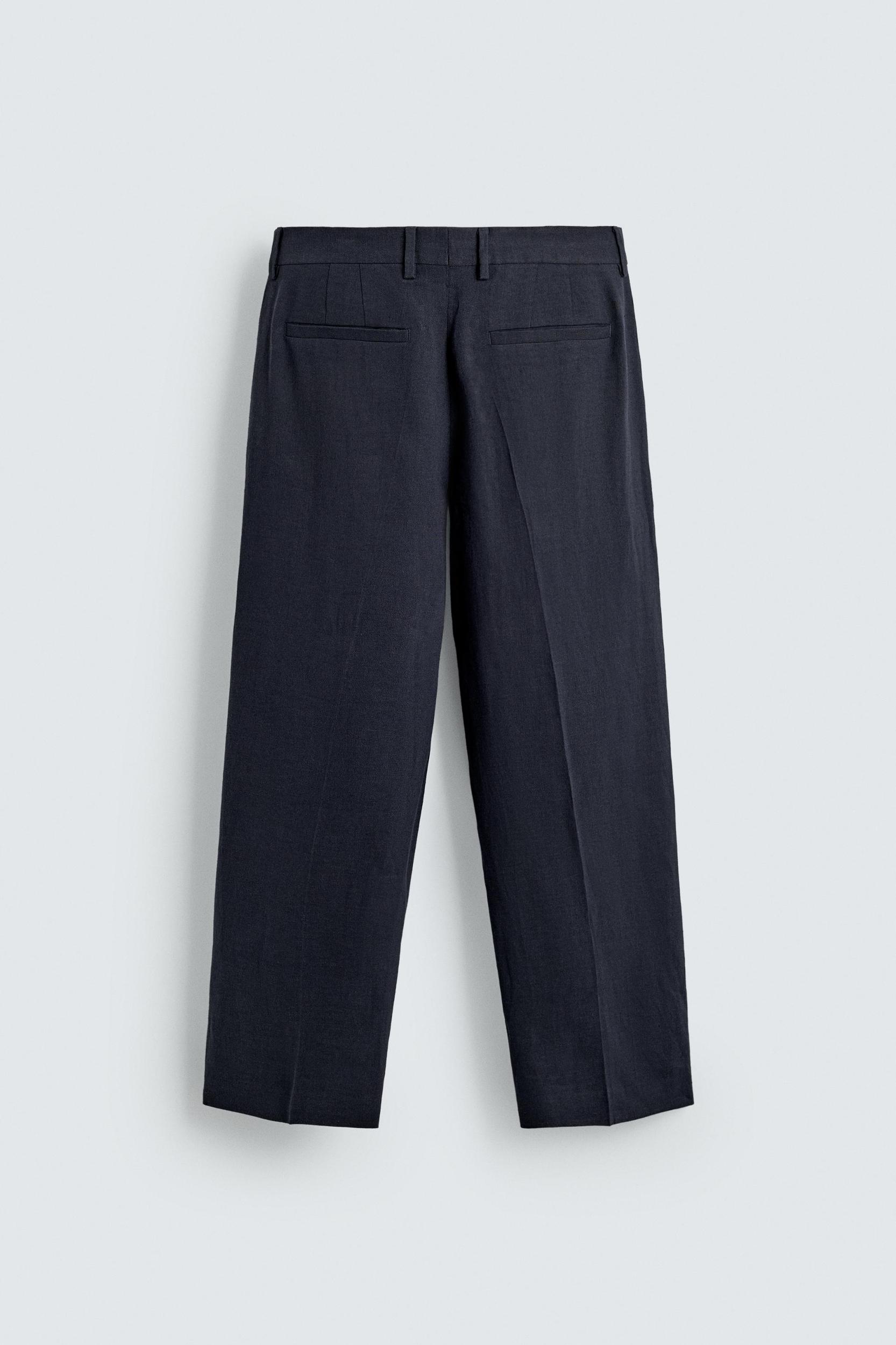 LINEN COTTON BLEND PLEATED SUIT PANTS Product Image