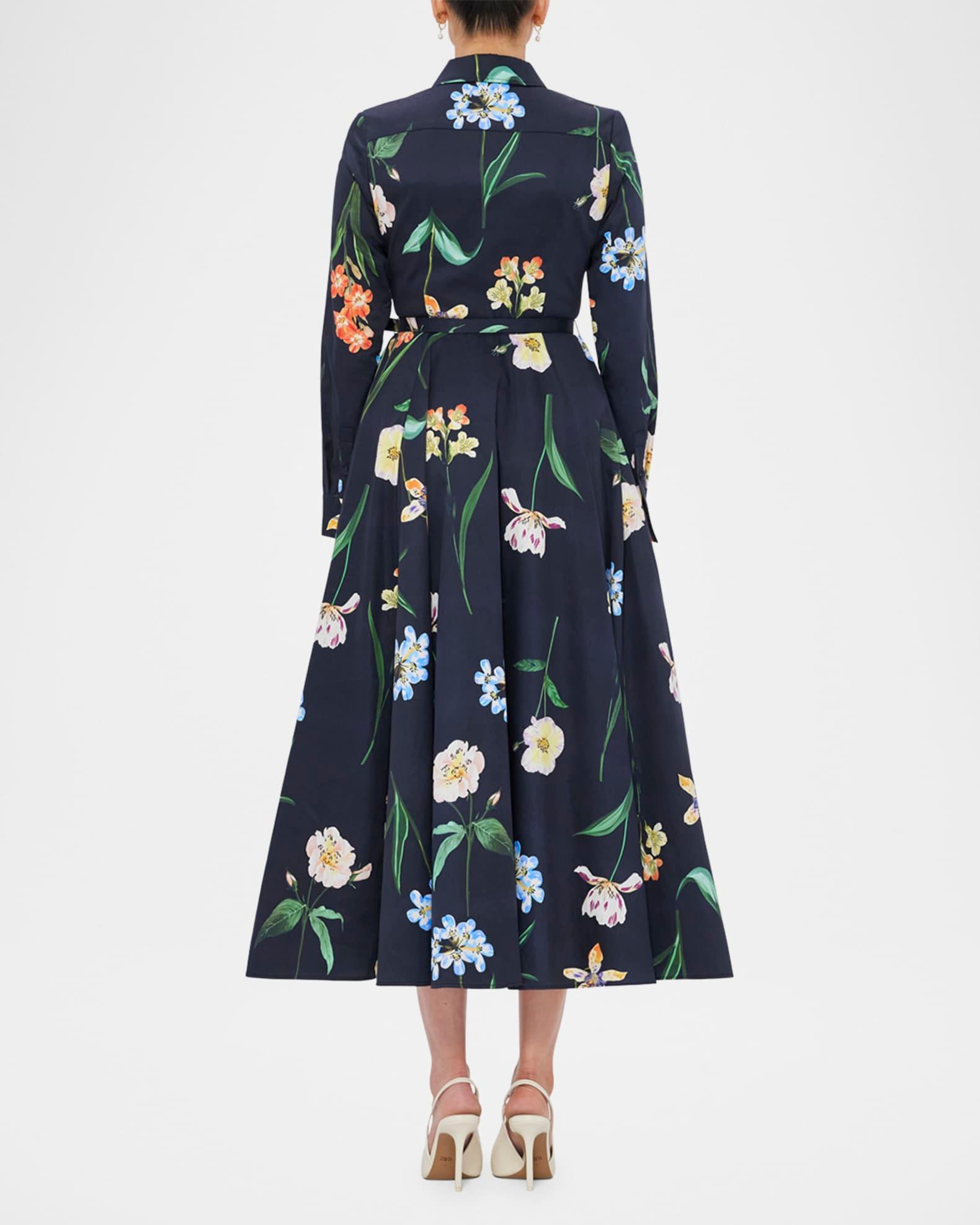 Zara Belted Floral-Print Cotton Midi Shirtdress Product Image