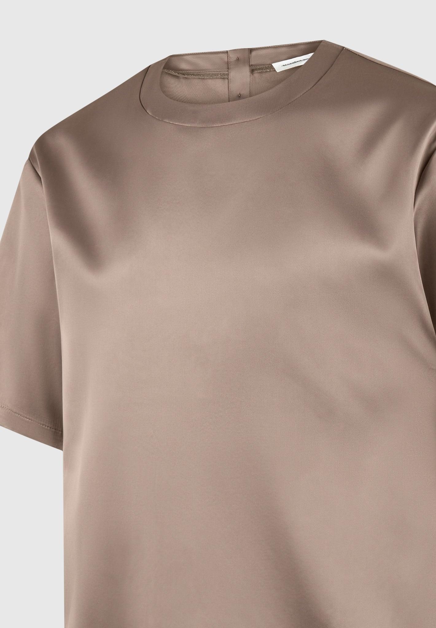 Satin Boxy Fit T-Shirt - Taupe Male Product Image