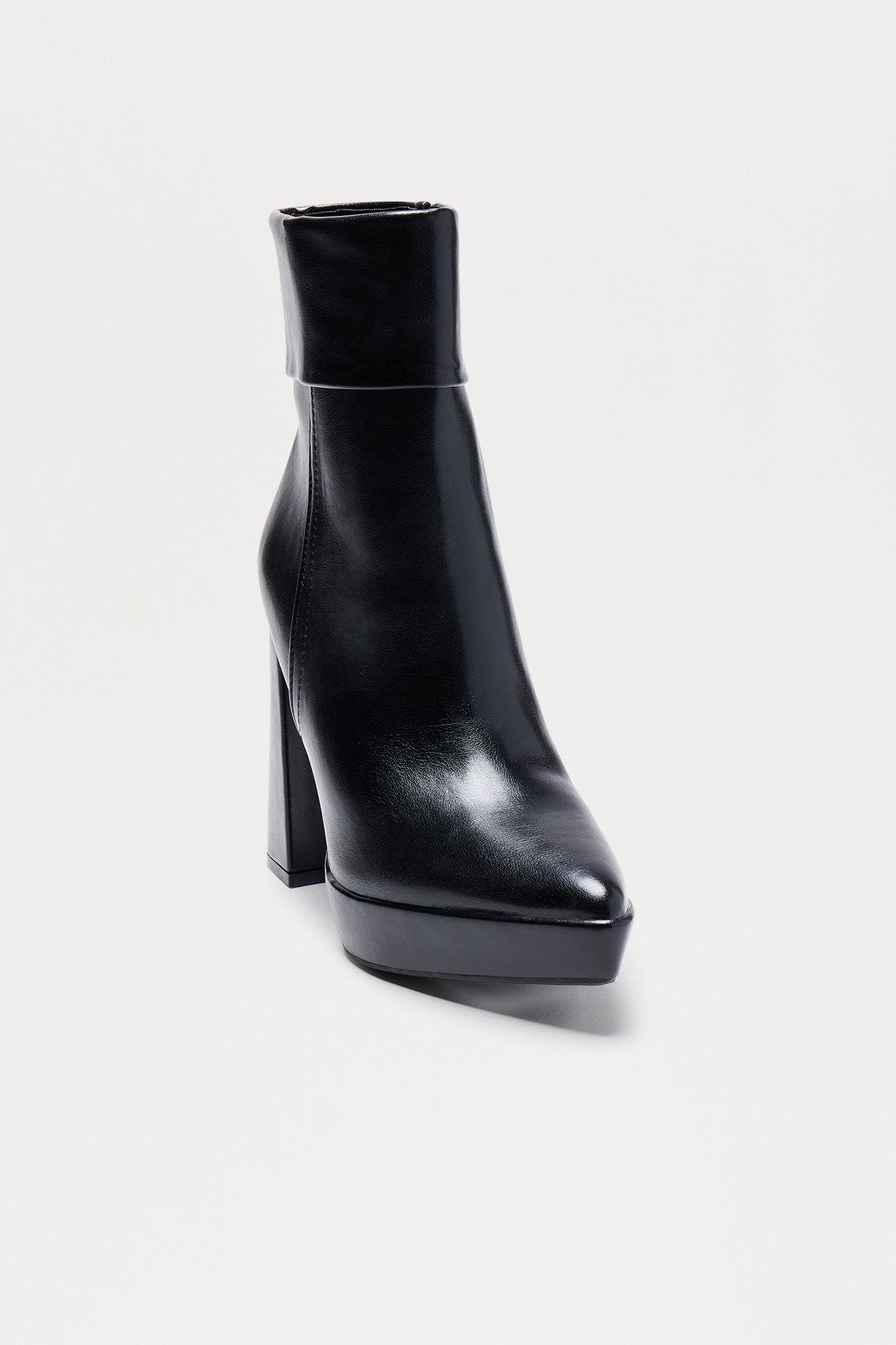 Ryker Faux Leather Booties - Black Female Product Image