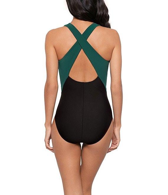 Magicsuit Halle Tie Front Halter Plunge One Piece Swimsuit Product Image