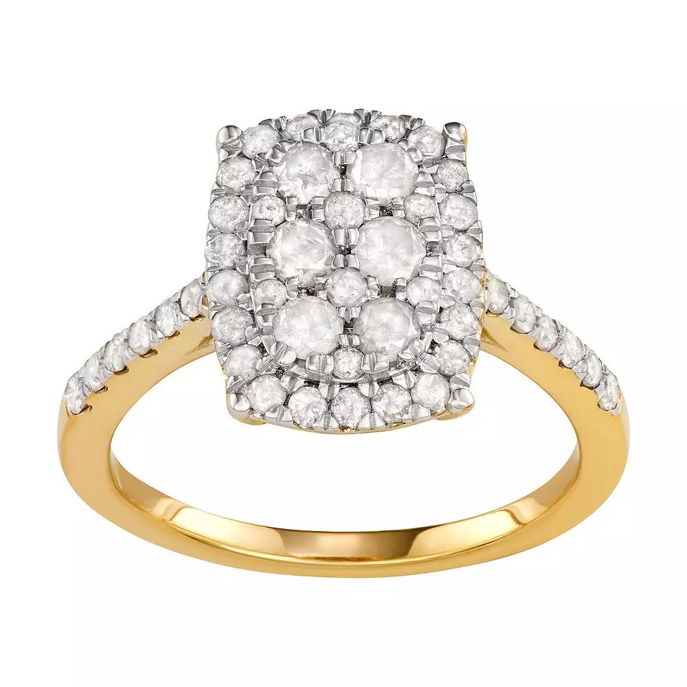 Jewelexcess 14k Gold Over Silver 1 Carat T.W. Diamond Cluster Ring, Women's, Size: 8, Gold Tone Product Image