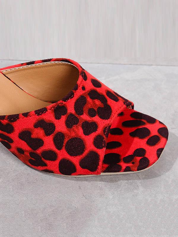 Leopard Open Toe Pumps Sandals Slippers Product Image