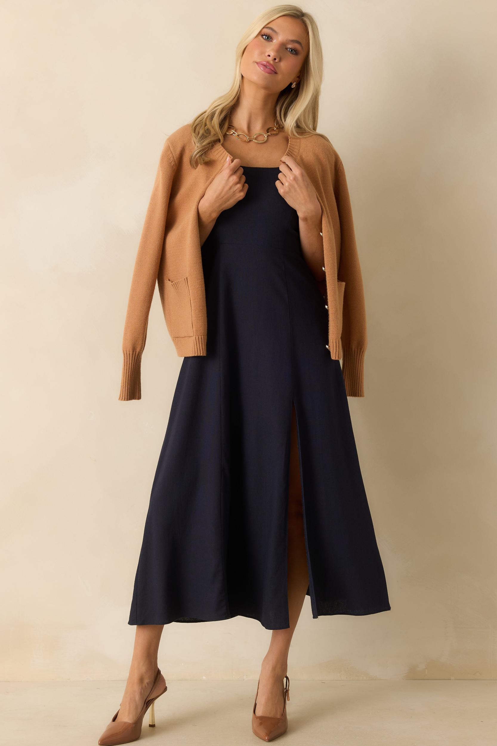 Radiant Reverie Navy Midi Dress Product Image