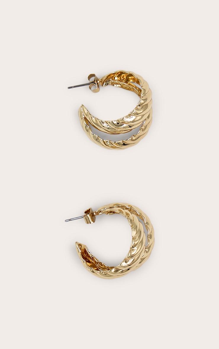 Gold Texture Hoop Earrings Product Image