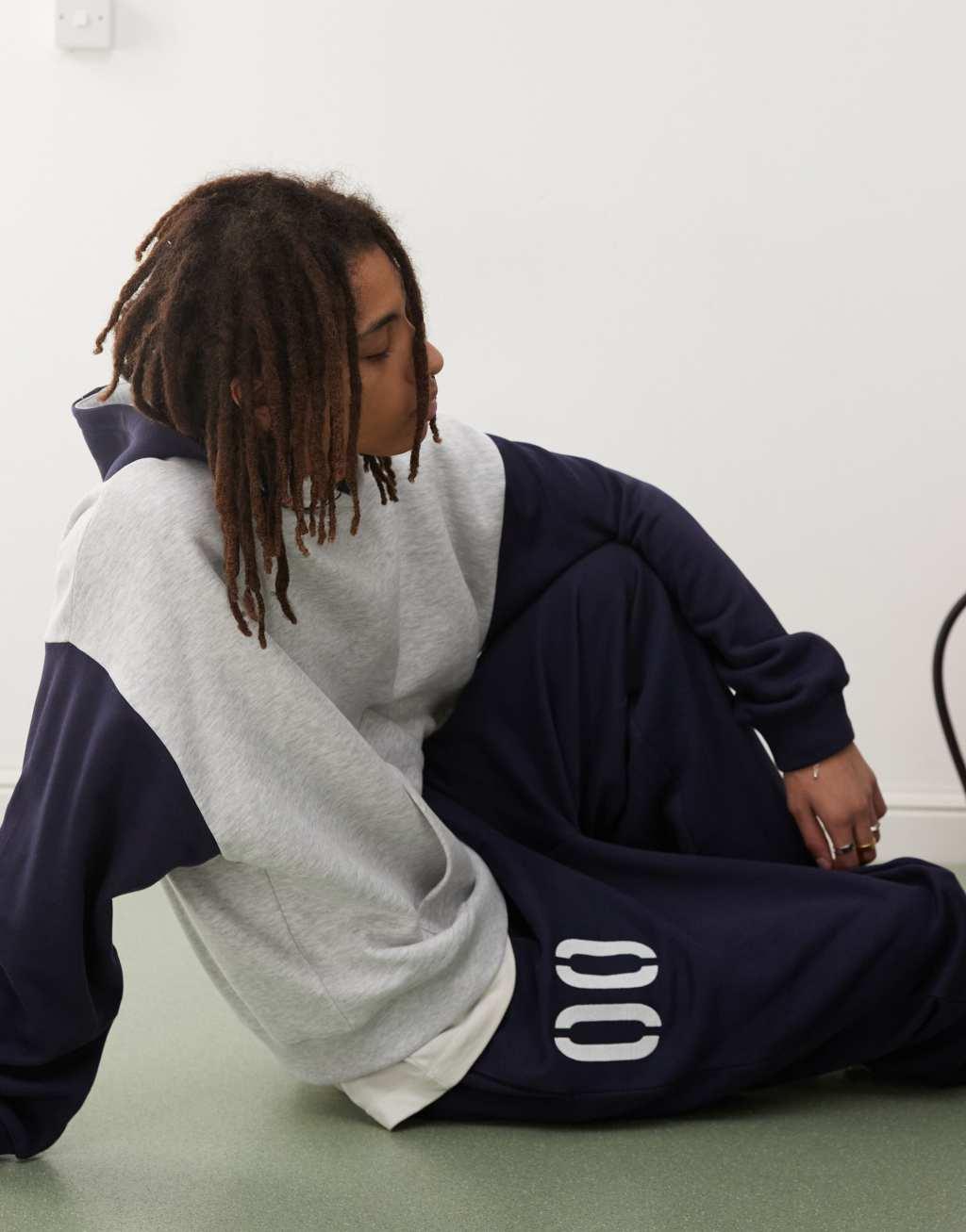 COLLUSION relaxed sweatpants with print in navy - part of a set Product Image