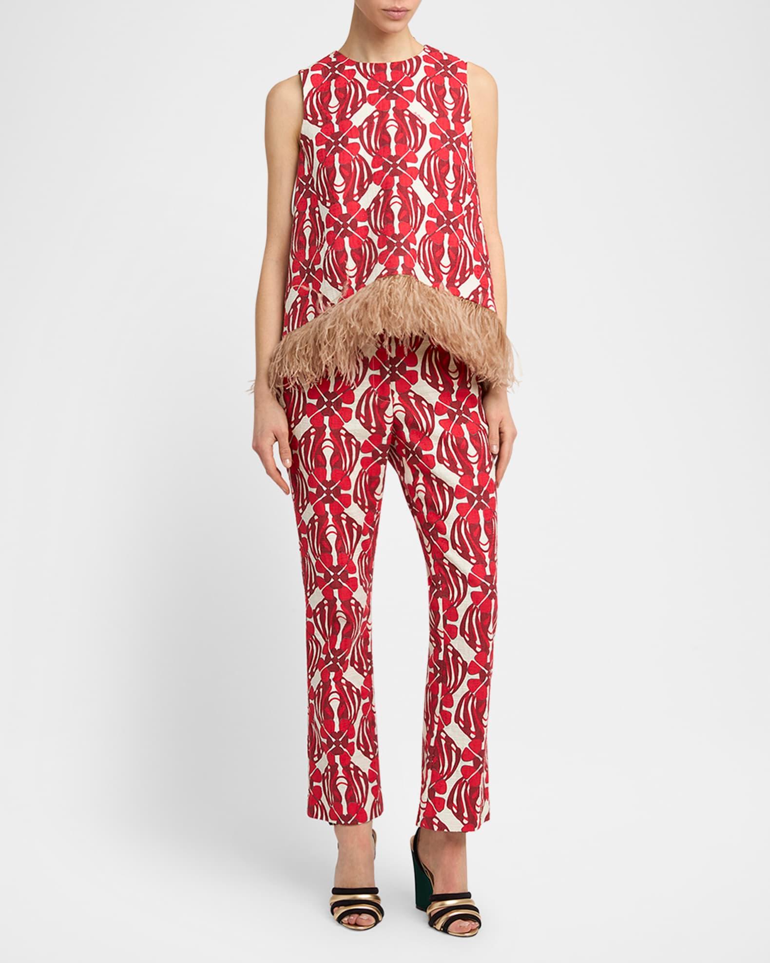 Floral-Print Straight-Leg Ankle Pants Product Image