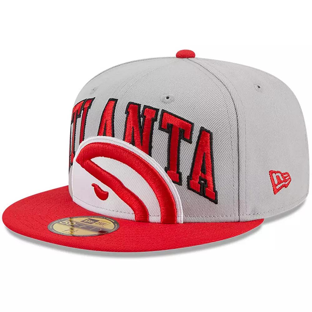 Men's New Era Gray/Red Atlanta Hawks Tip-Off Two-Tone 59FIFTY Fitted Hat, Size: 7 3/8, Grey Product Image