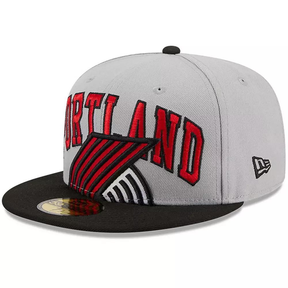 Men's New Era Gray/Black Portland Trail Blazers Tip-Off Two-Tone 59FIFTY Fitted Hat,  Product Image