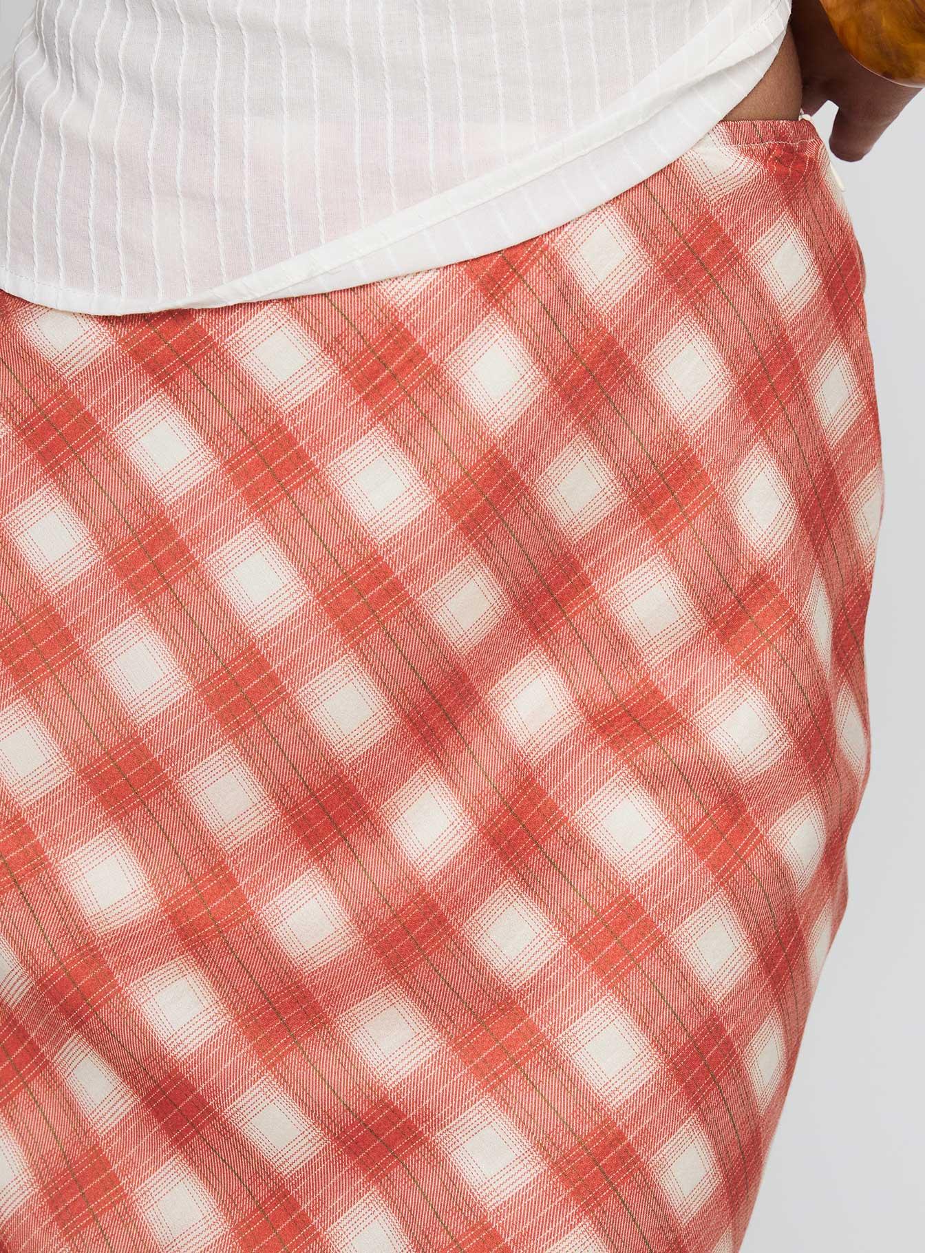 Living Color Maxi Skirt Orange Gingham Product Image
