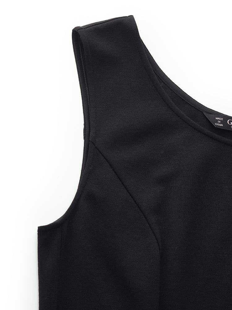 Triacetate Knit Vest Dress And Stripe Open-Knit Sweater Two-Piece Set Product Image