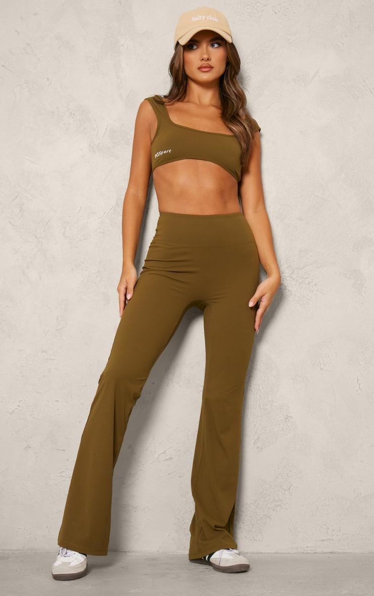 PLT SPORT Moss Green Sculpt Open Back Underbust Sports Bra Product Image