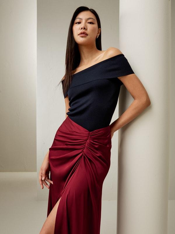 Coastline Silk Midi Skirt Product Image