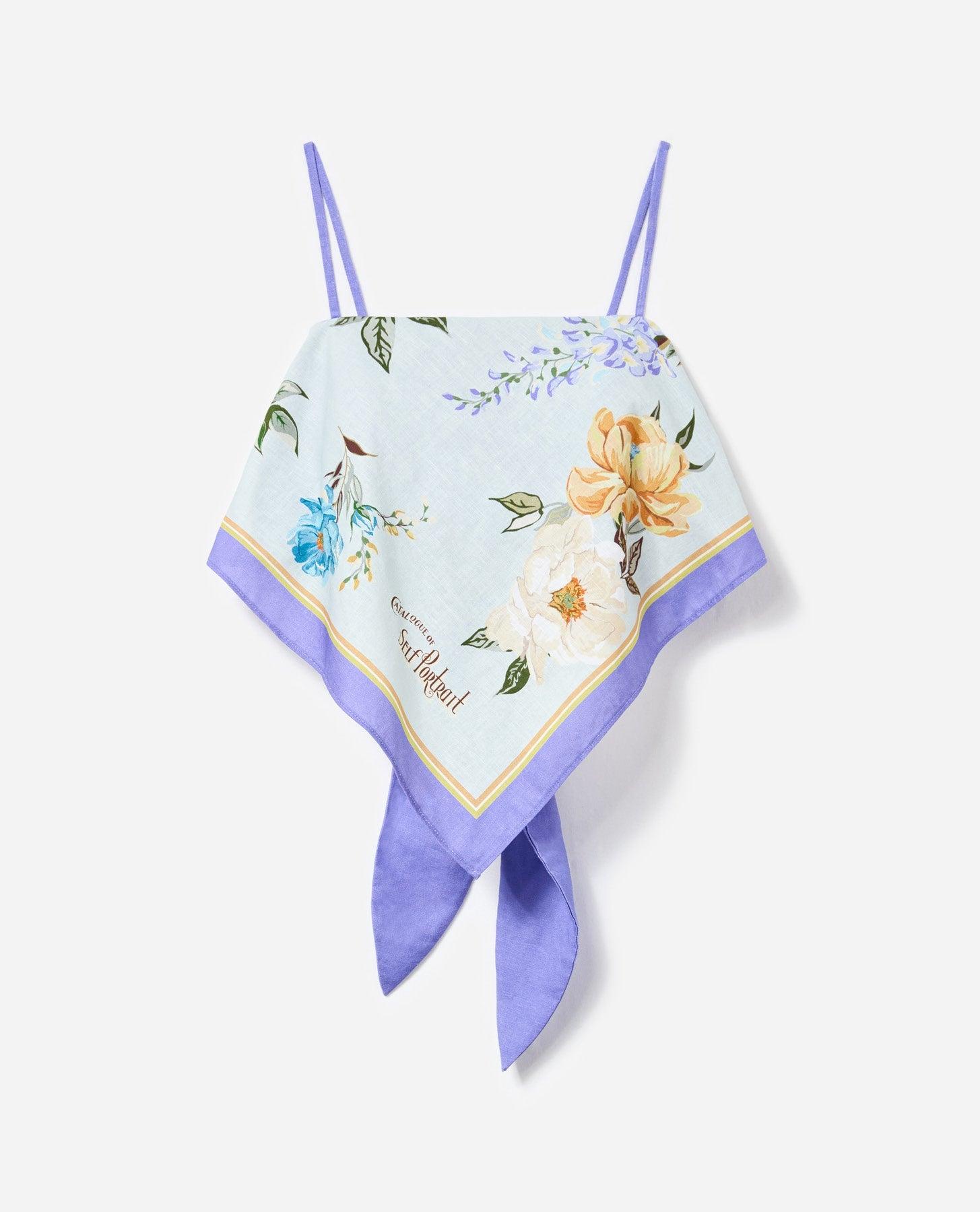 Blue Floral Linen Shorts Product Image