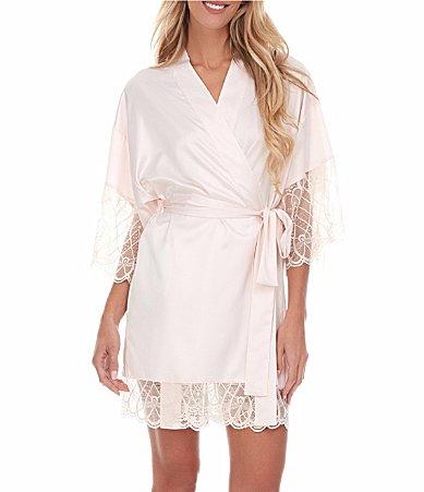 Flora Nikrooz Gabby Silky Satin 34 Sleeve Coordinating Kimono Wrap Robe Product Image