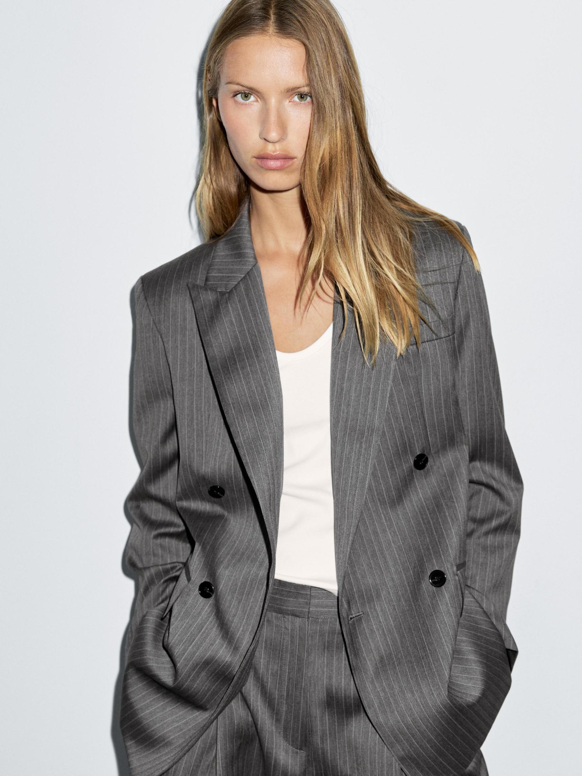 100% wool pinstripe blazer Product Image