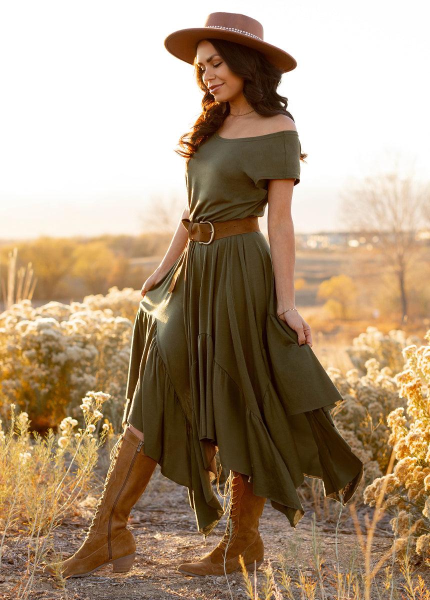 Pilar Dress in Olive Female Product Image