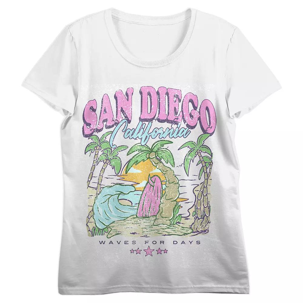 Juniors' San Diego Distressed Beach Graphic Tee, Women's,  Product Image