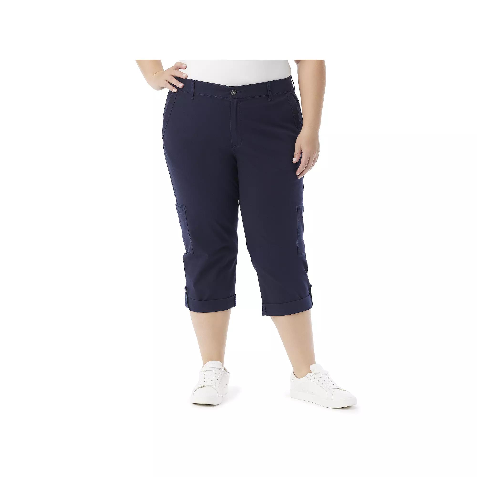 Plus Size Gloria Vanderbilt Cargo Capris, Women's, Size: 20 W, Black Affair Product Image