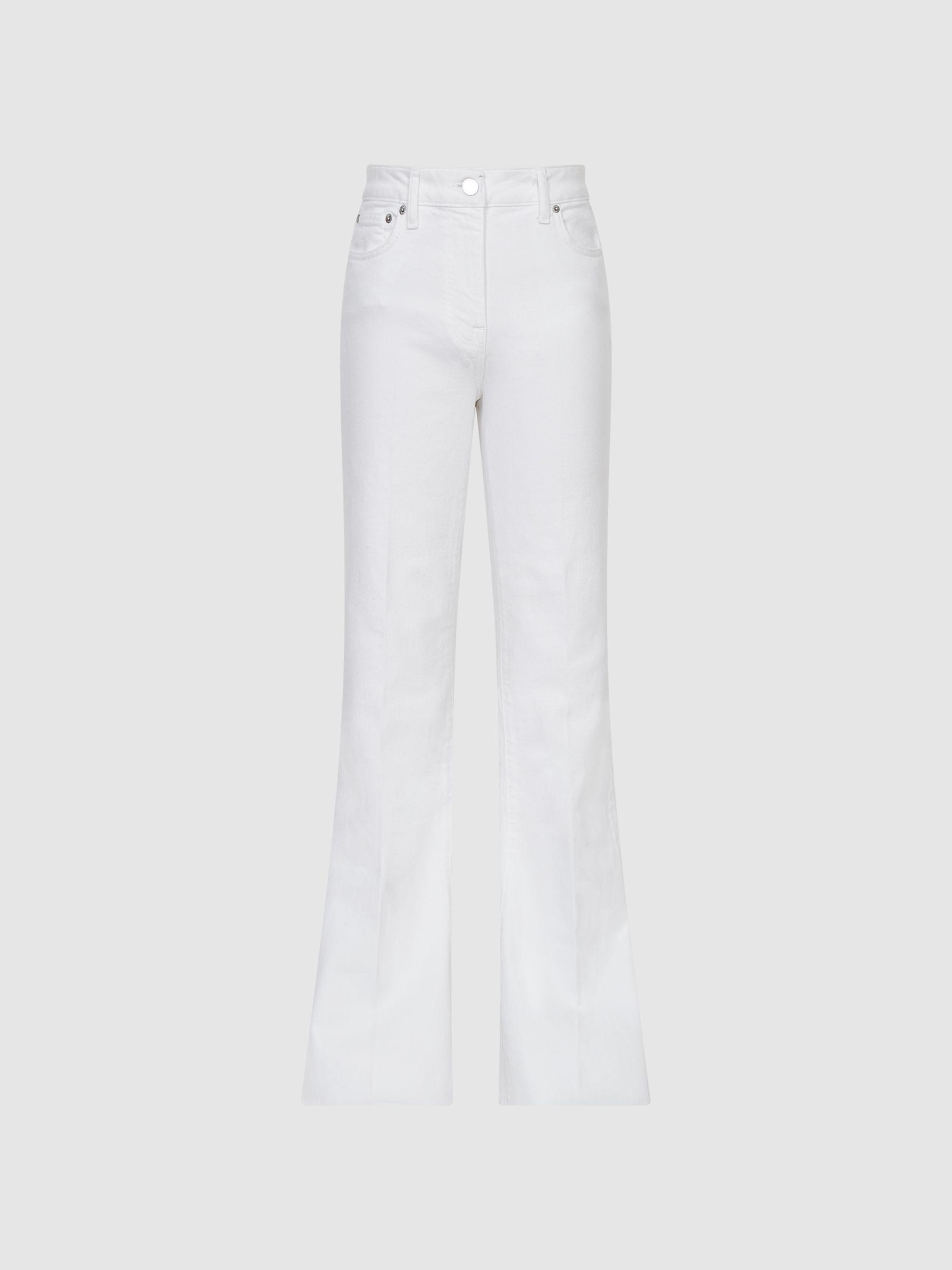High Rise Skinny Flared Jeans in White Product Image