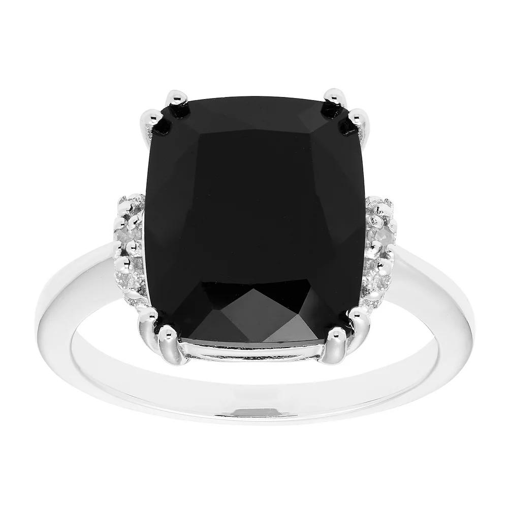 Sterling Silver Diamond Accent & Black Onyx Ring, Women's,  Product Image