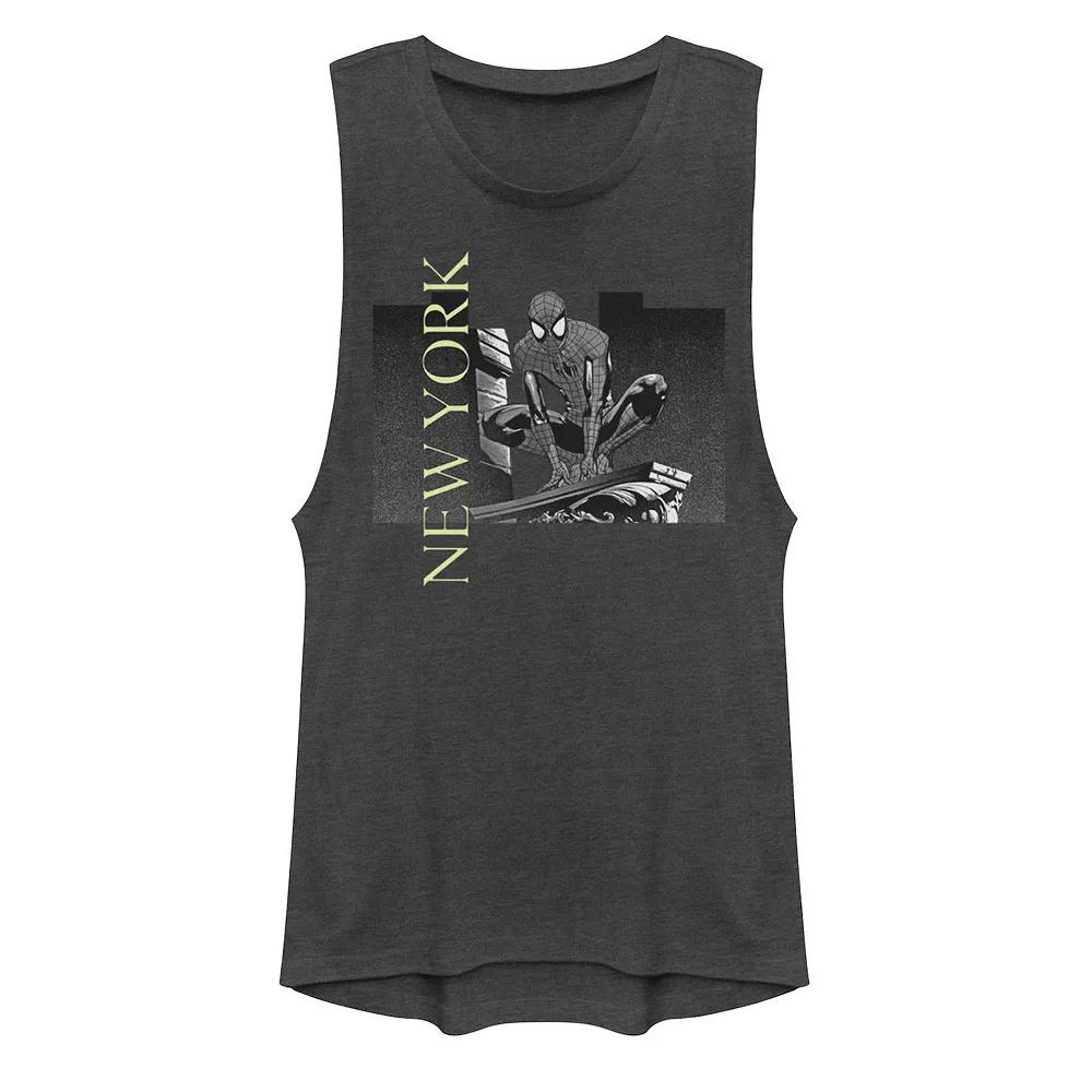Juniors' Marvel Spider-Man Spidey NY Muscle Graphic Tank Top, Girl's, Size: XXL, Grey Product Image