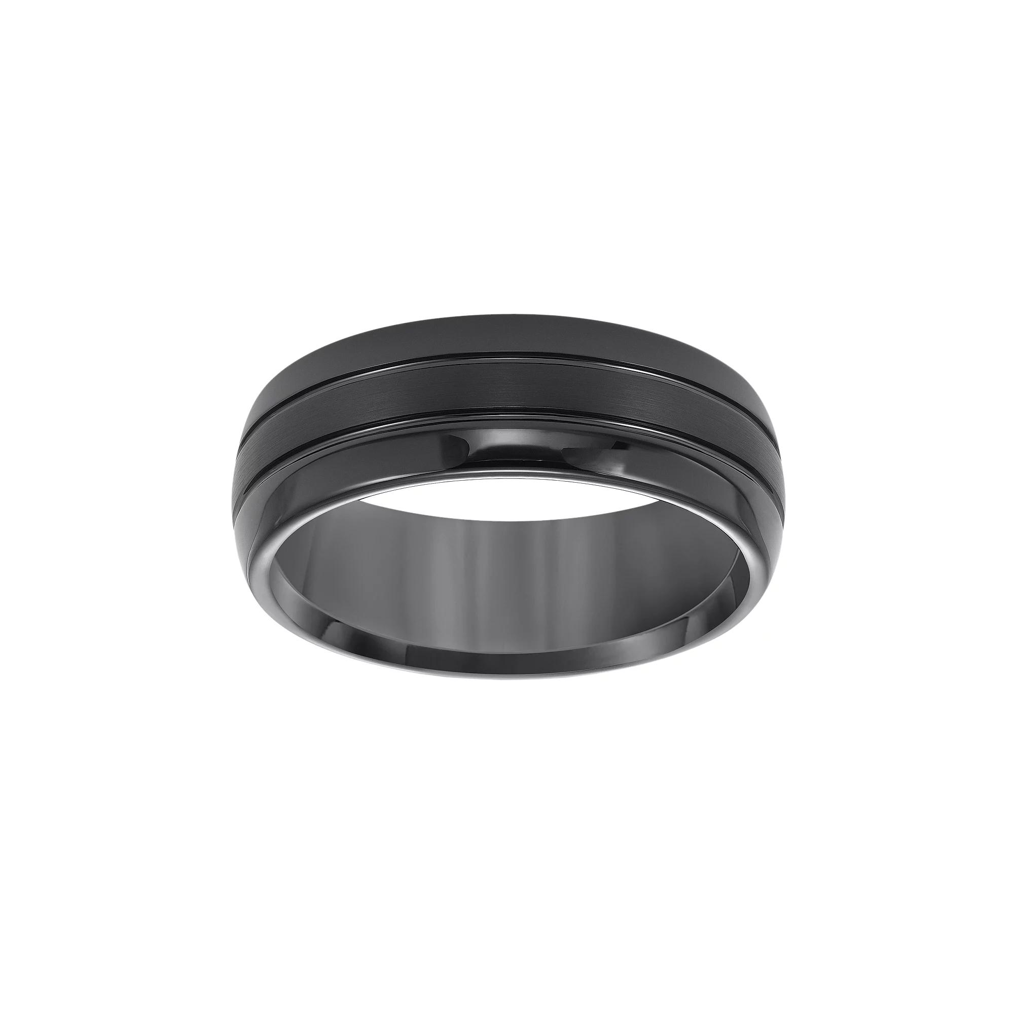 AXL Black Tungsten Groove Men's Wedding Band, Size: 8.50 Product Image