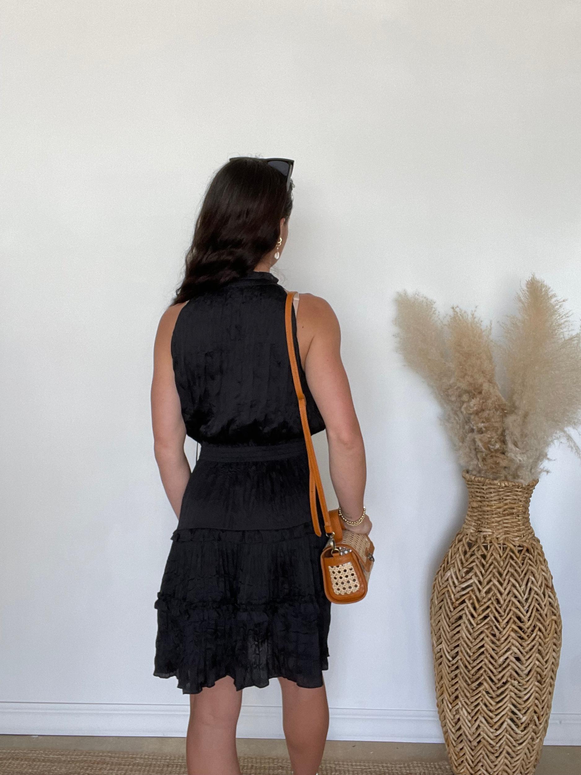 Becca Pleated Mini Dress | Black Product Image