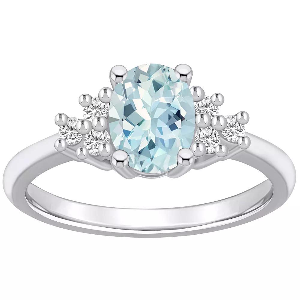 Alyson Layne 14k Gold Oval Aquamarine & 1/5 Carat T.W. Diamond Ring, Women's, Size: 9 Product Image
