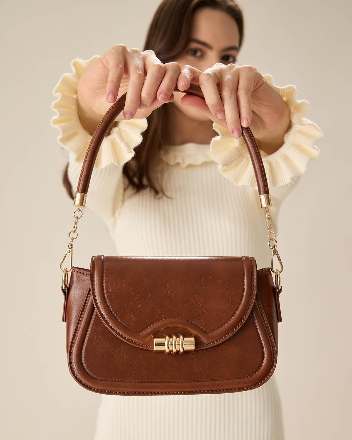 Brown Metal Buckle Flap Bag Product Image