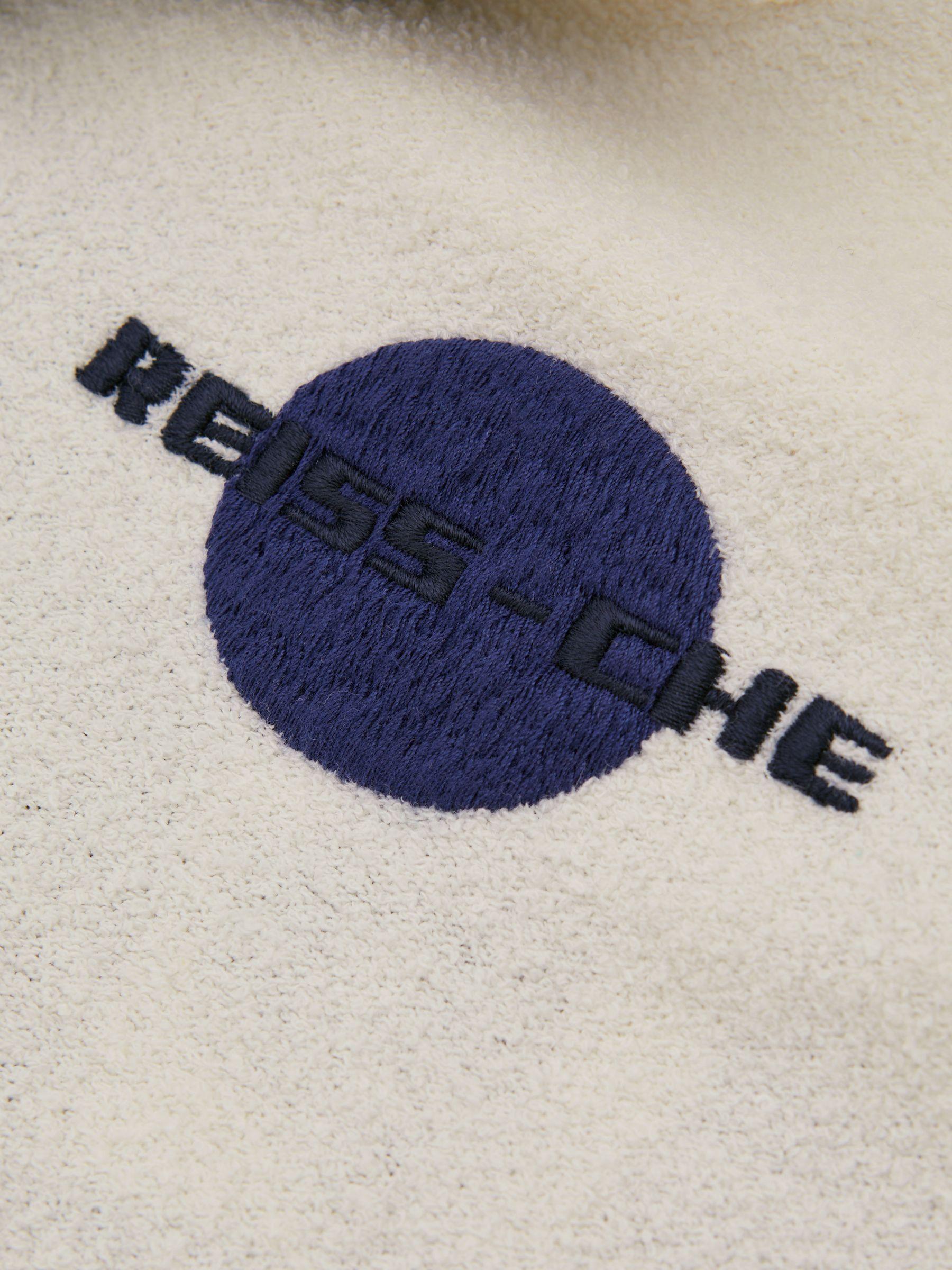 Reiss | Ché Towelling Cuban Collar Shirt in White/Blue Product Image