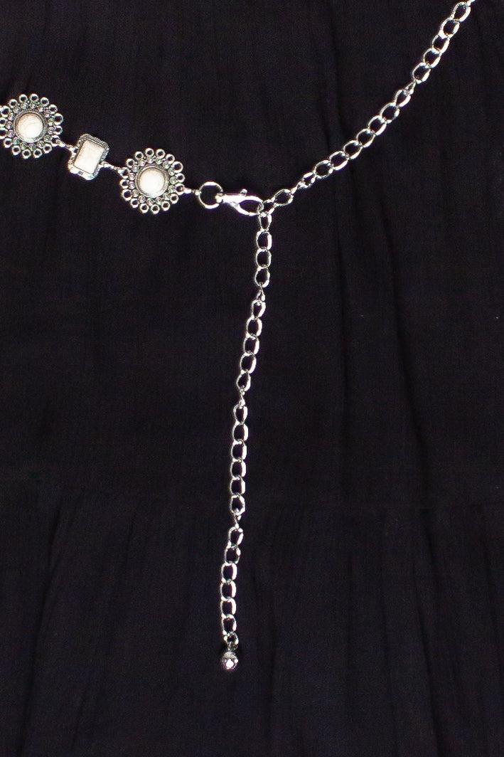 Stone Chain Belt Gauze Maxi Skirt Product Image