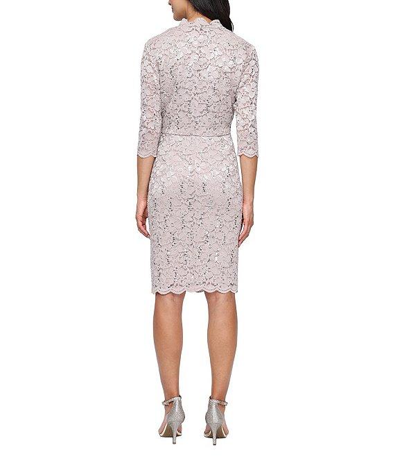 Ignite Evenings Sequin Lace 3/4 Bolero Jacket Sheath Dress Product Image