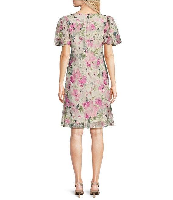 Jessica Howard Short Bubble Sleeve Floral Print Mini Sheath Dress Product Image