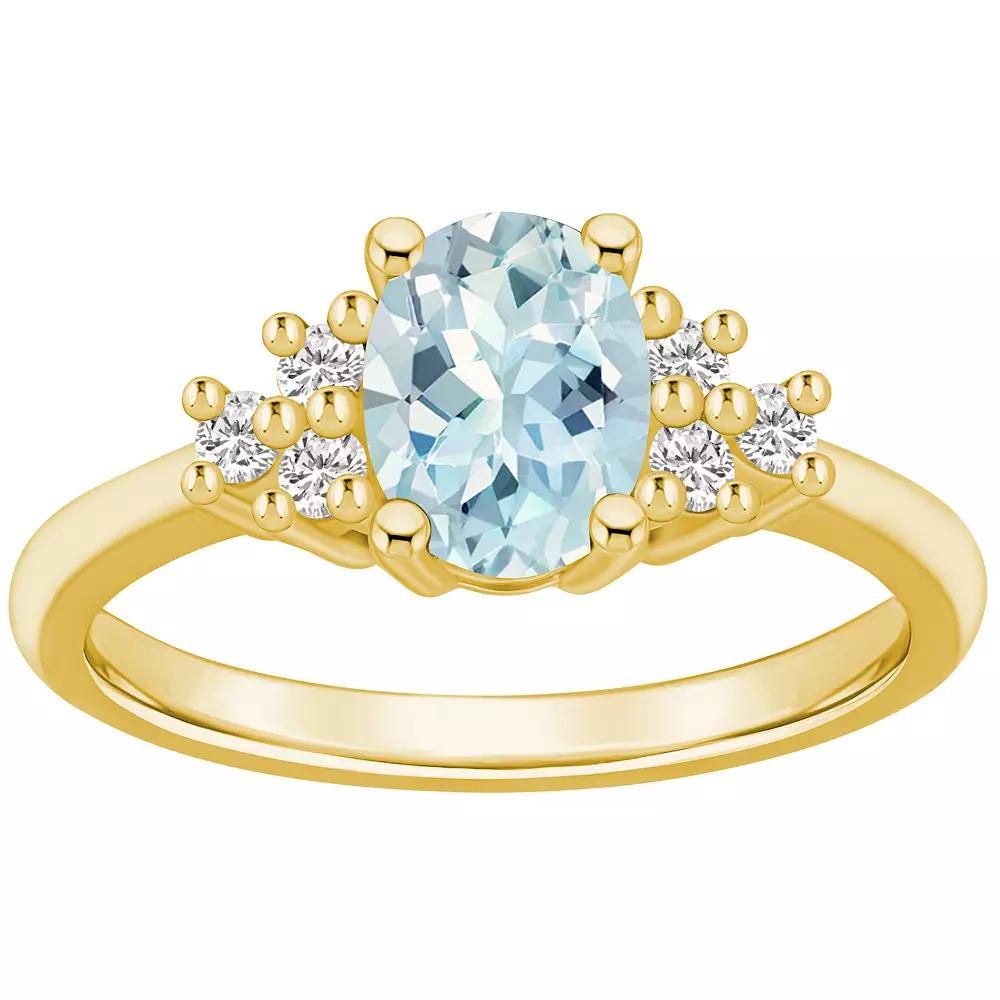Alyson Layne 14k Gold Oval Aquamarine & 1/5 Carat T.W. Diamond Ring, Women's, Size: 9 Product Image